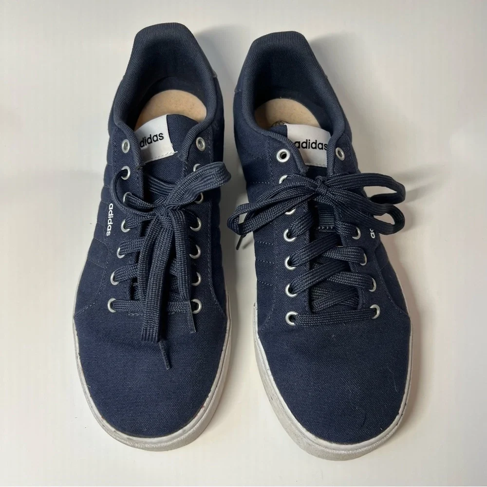adidas Blue Sneakers with Lightweight Canvas Upper and White Rubber Sole